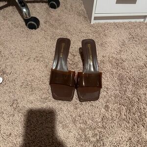 Chic Brown Heeled Mules